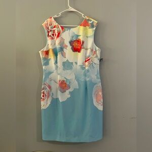 Tahari floral sheath sleeveless dress size 16